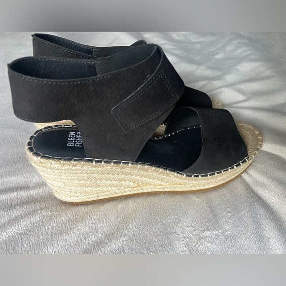 Eileen Fisher Black and Tan Espadrille Sandals - Picture 5 of 5